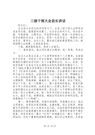 2024年三级干部大会县长致辞