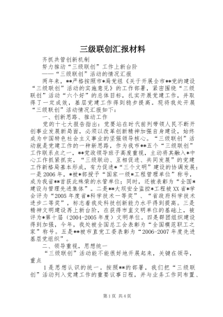 2024年三级联创汇报材料