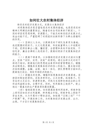 2024年如何壮大农村集体经济