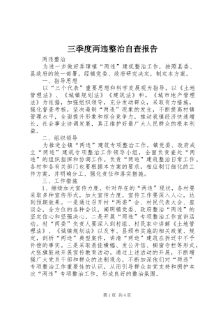 2024年三季度两违整治自查报告