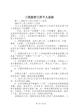 2024年三民驻村工作个人总结