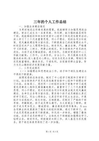 2024年三年的个人工作总结