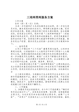 2024年三培两带两服务方案