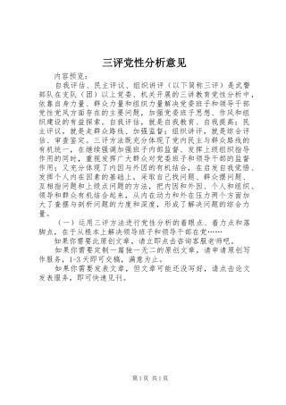 2024年三评党性分析意见