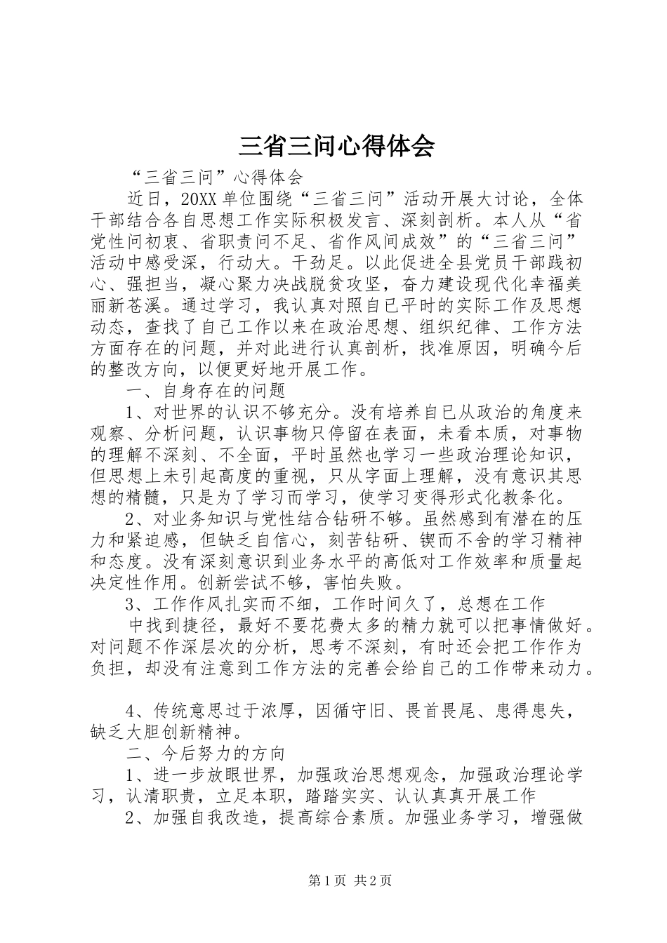 2024年三省三问心得体会_第1页