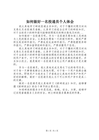 2024年如何做好一名投递员个人体会