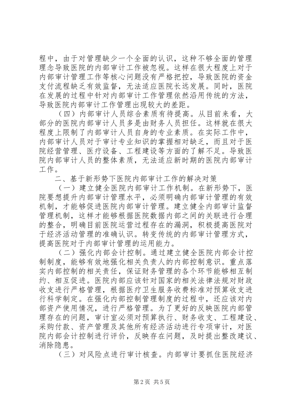 2024年如何做好医院内部审计管理工作思考_第2页