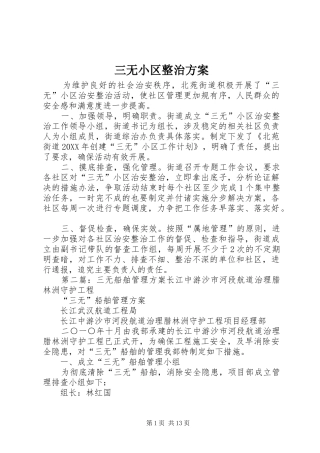 2024年三无小区整治方案
