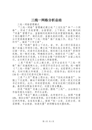 2024年三线一网格分析总结