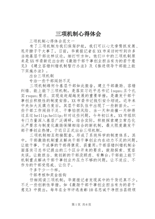 2024年三项机制心得体会