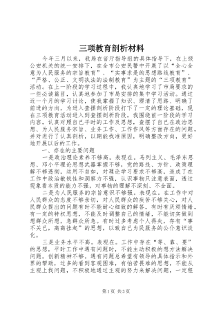 2024年三项教育剖析材料