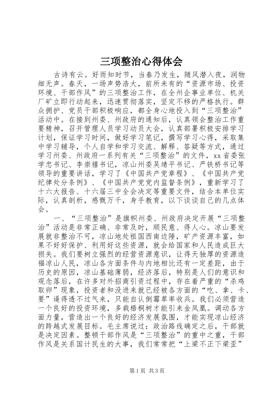 2024年三项整治心得体会_第1页
