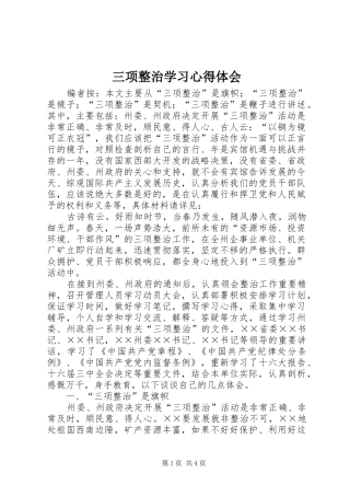 2024年三项整治学习心得体会