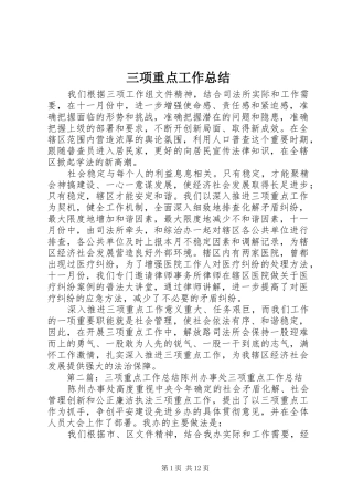 2024年三项重点工作总结