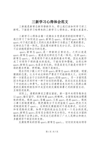 2024年三新学习心得体会范文