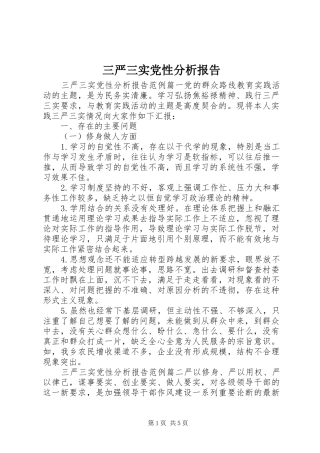 2024年三严三实党性分析报告