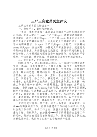 2024年三严三实党员民主评议