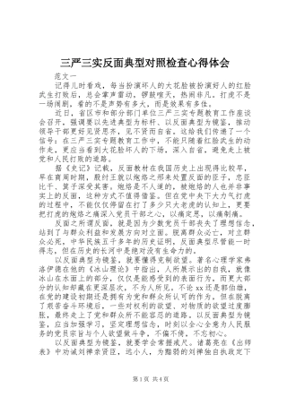 2024年三严三实反面典型对照检查心得体会