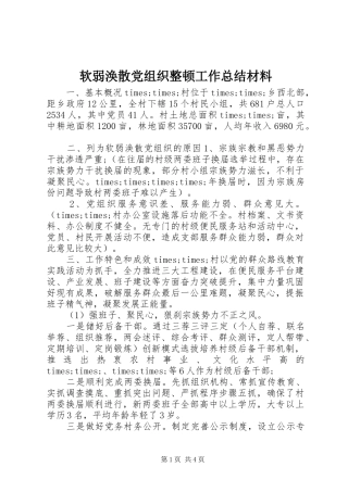2024年软弱涣散党组织整顿工作总结材料