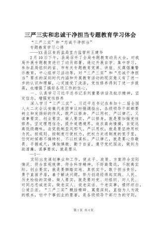 2024年三严三实和忠诚干净担当专题教育学习体会