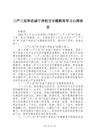 2024年三严三实和忠诚干净担当专题教育学习心得体会