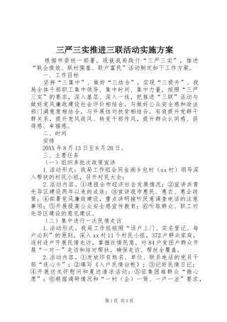 2024年三严三实推进三联活动实施方案