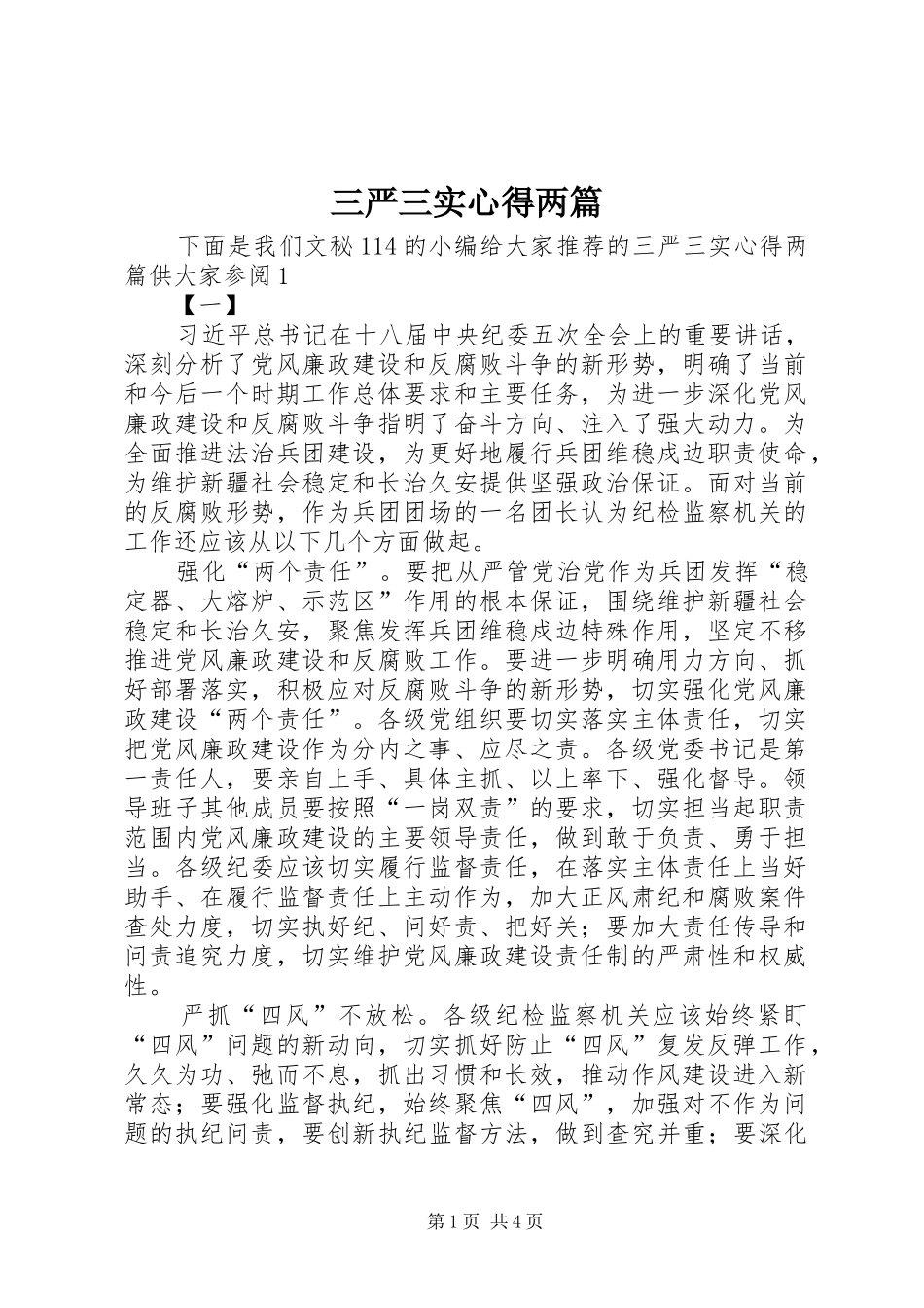 2024年三严三实心得两篇_第1页