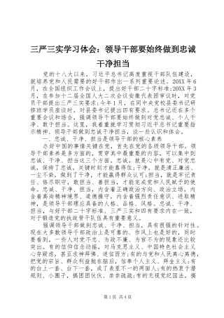 2024年三严三实学习体会领导干部要始终做到忠诚干净担当