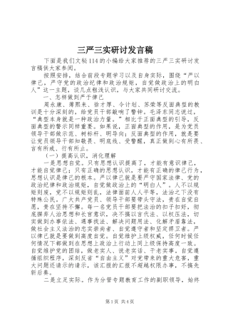 2024年三严三实研讨讲话稿