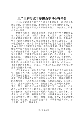2024年三严三实忠诚干净担当学习心得体会