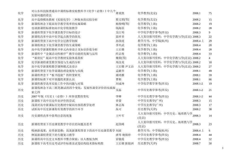 厦门英才学校图书馆高中新课改专题论文索引_第3页