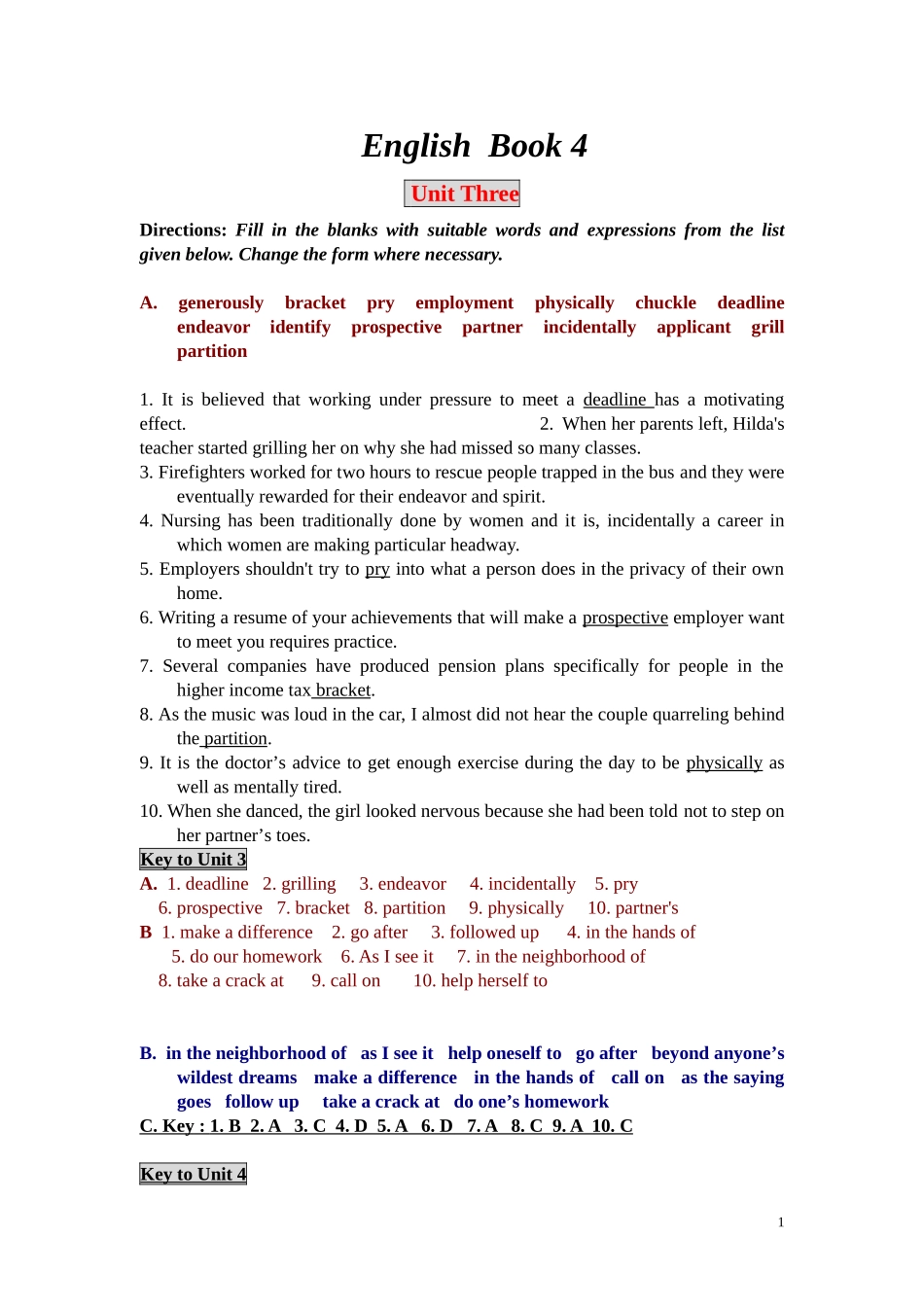 北大英语四级精读测试_第1页