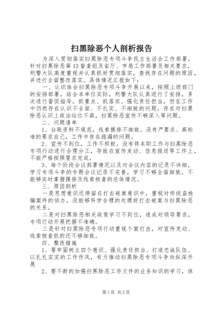 2024年扫黑除恶个人剖析报告