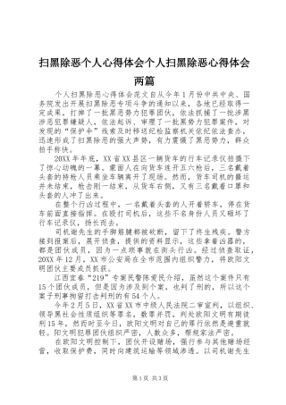 2024年扫黑除恶个人心得体会个人扫黑除恶心得体会两篇