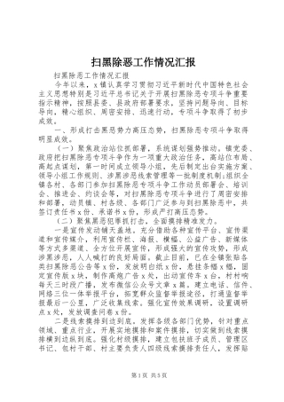 2024年扫黑除恶工作情况汇报