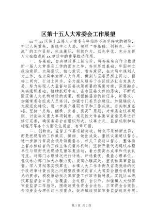 2024年区第十五人大常委会工作展望