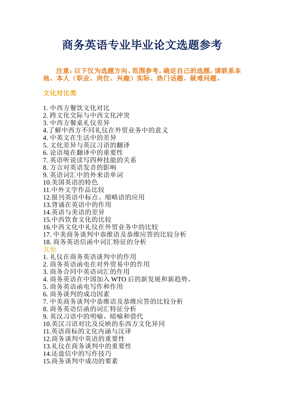 商务英语专业毕业论文选题参考_第1页
