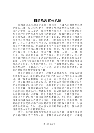 2024年扫黑除恶宣传总结