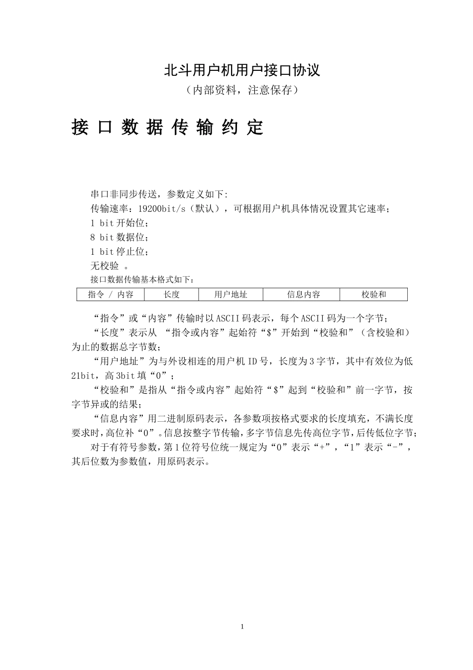北斗一代接收机数据接口要求_第1页