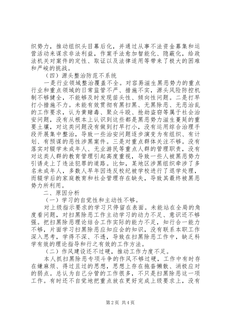 2024年扫黑除恶专项斗争工作责任剖析_第2页