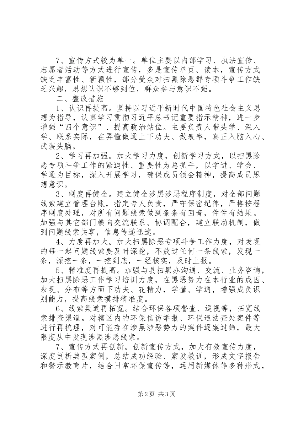 2024年扫黑除恶专项斗争工作整治方案_第2页