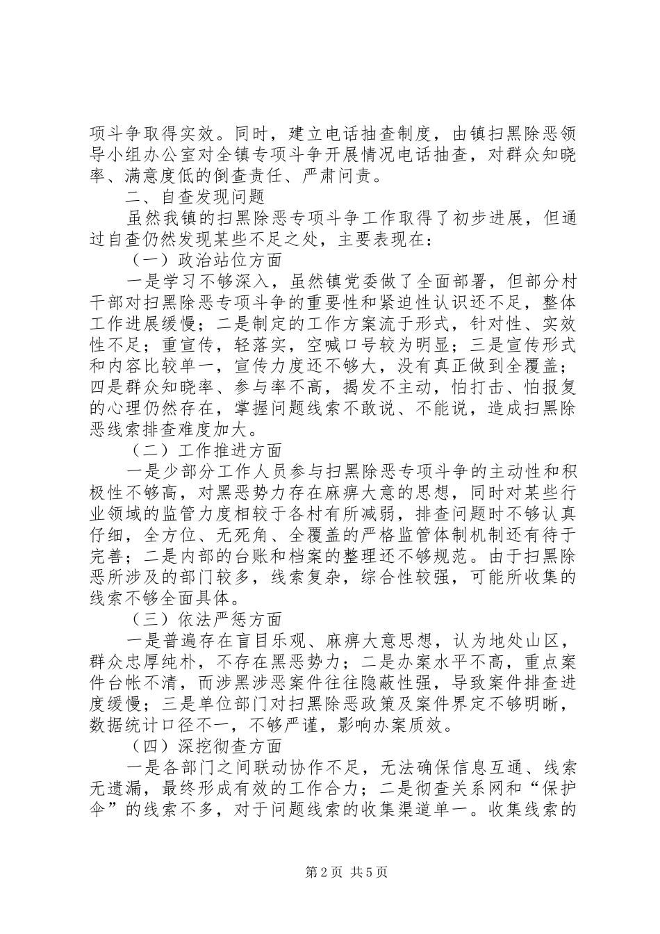 2024年扫黑除恶专项斗争履职情况自查报告_第2页