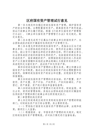 2024年区府国有资产管理试行意见