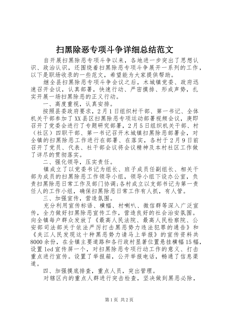 2024年扫黑除恶专项斗争详细总结范文_第1页
