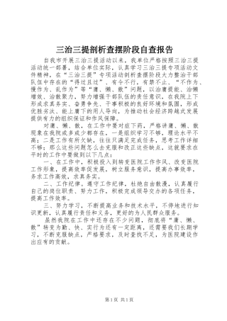 2024年三治三提剖析查摆阶段自查报告