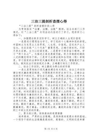 2024年三治三提剖析查摆心得