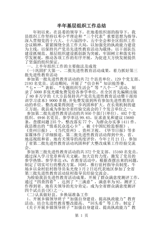 半年基层组织工作总结-精选范文