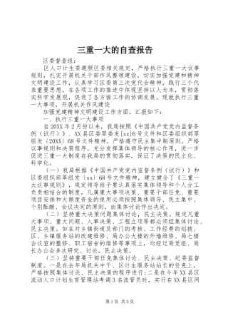 2024年三重一大的自查报告