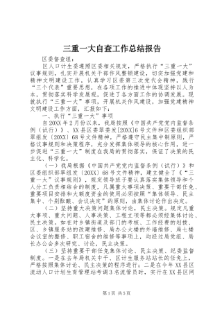 2024年三重一大自查工作总结报告