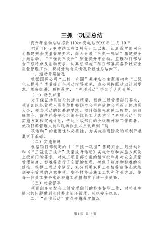 2024年三抓一巩固总结